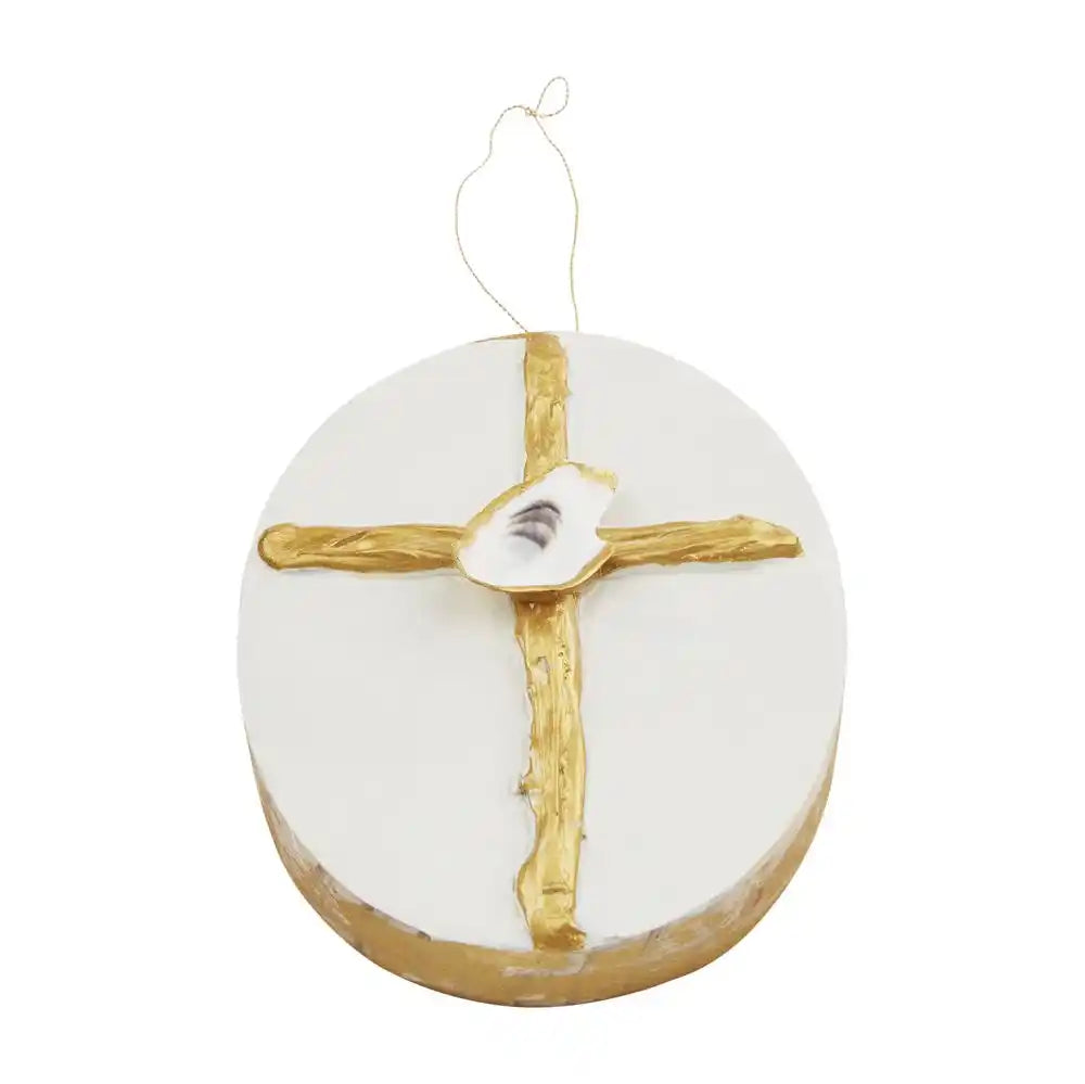 GOLD CROSS OYSTER ORNAMENT
