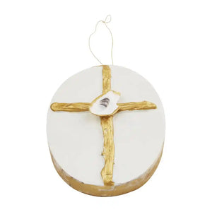 GOLD CROSS OYSTER ORNAMENT