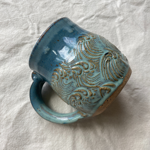 Waves Mug - Handmade Pottery - Beach Mug