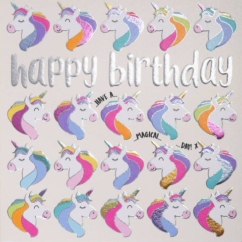 Foiled Greeting Cards Birthday Unicorns