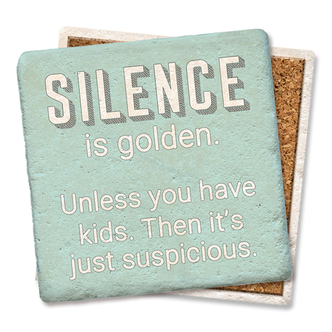 Drink Coaster SILENCE is Golden 4"