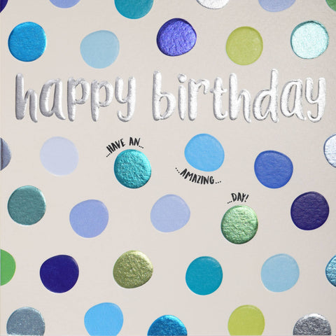 Foiled Greeting Cards Birthday Blue Dots