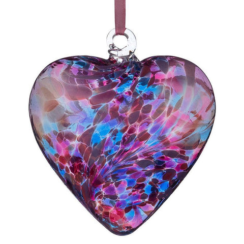 Friendship Heart Glass 4.75" Blue & Pink