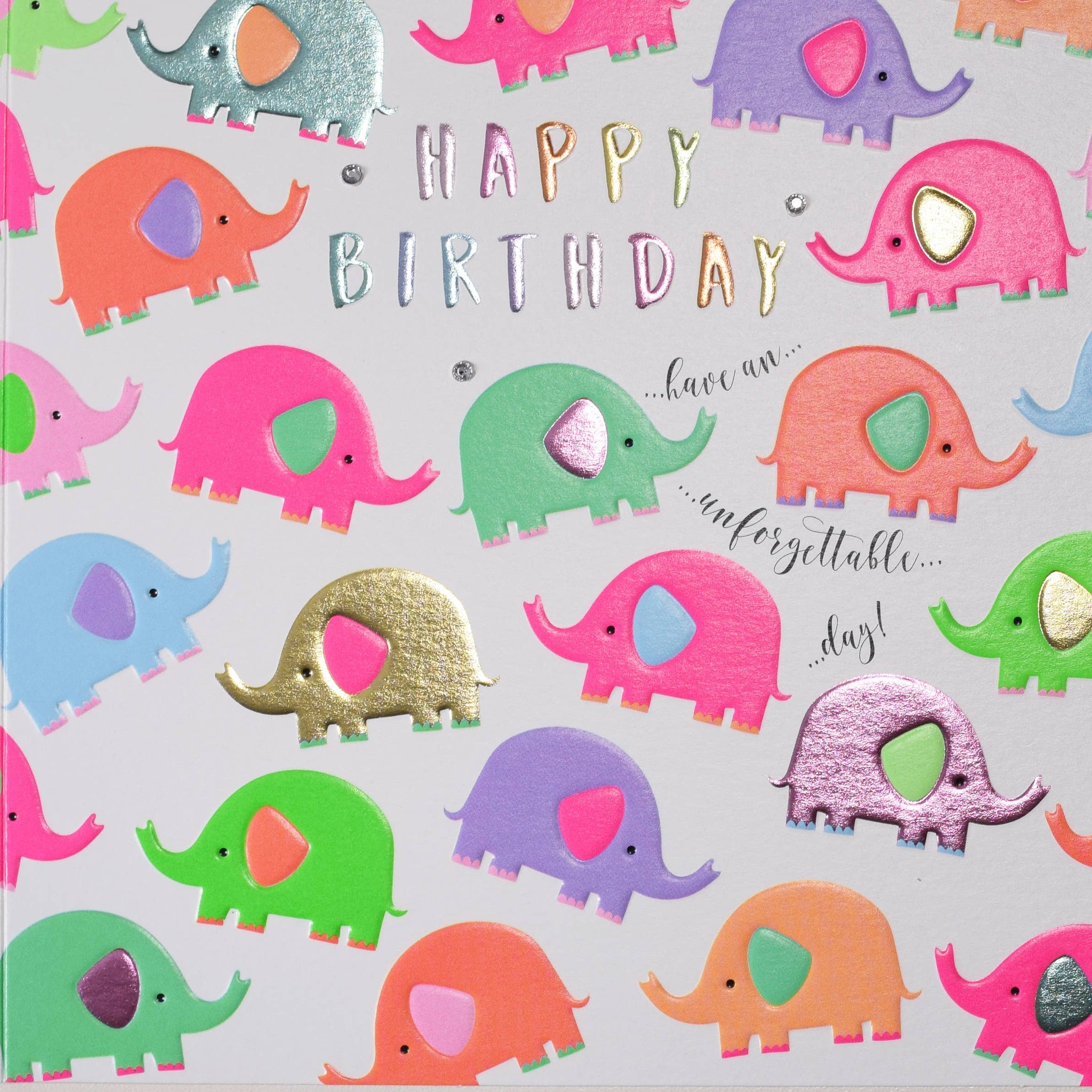 Foiled Greeting Cards Birthday Elephants