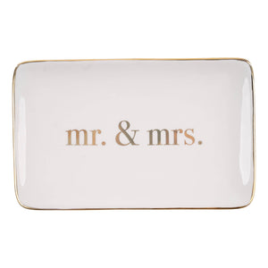 Gold Mr. & Mrs. Trinket Tray