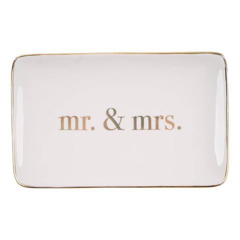 Gold Mr. & Mrs. Trinket Tray