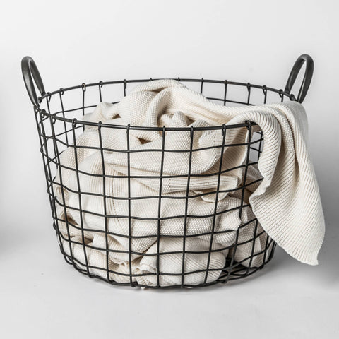 303 - Round Iron Basket with handles