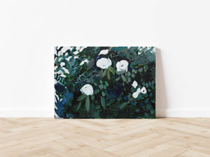 Black Floral Art Print on Gallery Wrap Canvas