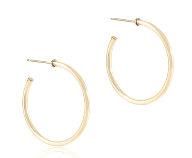 Round Gold Post Hoop 2mm Smooth