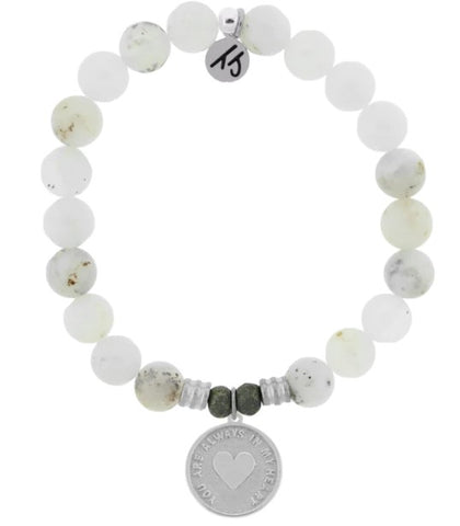 Stone Bracelet with Always in My Heart Sterling Silver Charm