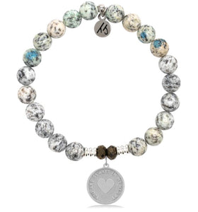 Stone Bracelet with Always in My Heart Sterling Silver Charm