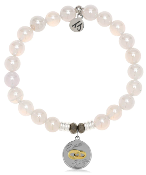 Stone Bracelet with Always and Forever Sterling Silver Charm