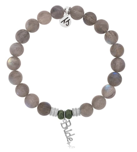 Stone Bracelet with Bride Sterling Silver Charm