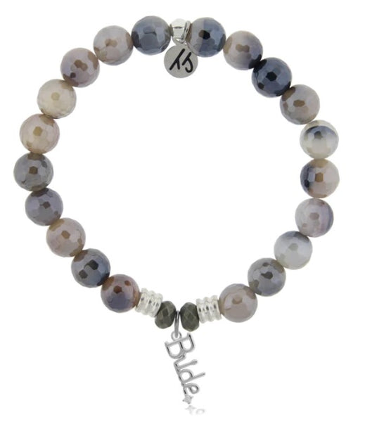 Stone Bracelet with Bride Sterling Silver Charm