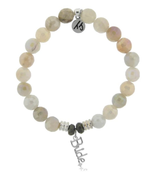 Stone Bracelet with Bride Sterling Silver Charm