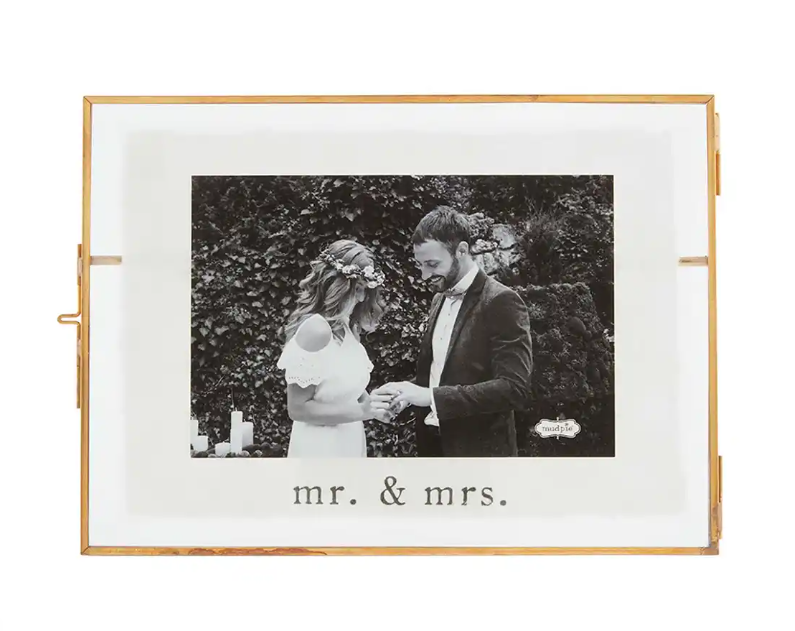 Small Mr. & Mrs. Glass Picture Frame