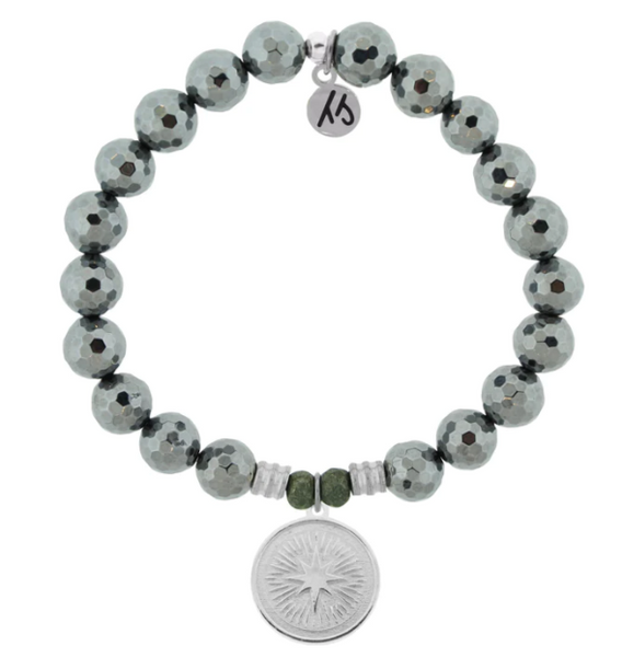 Stone Bracelet with Guidance Sterling Silver Charm