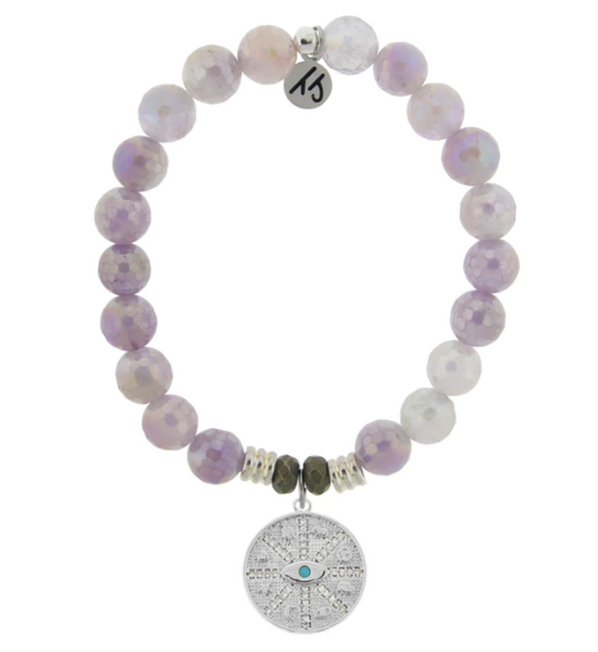 Stone Bracelet with Protection Sterling Silver Charm