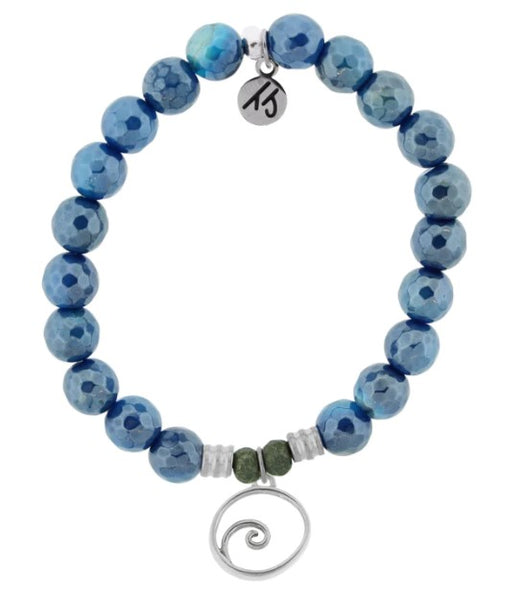 Stone Bracelet with Wave Sterling Silver Charm