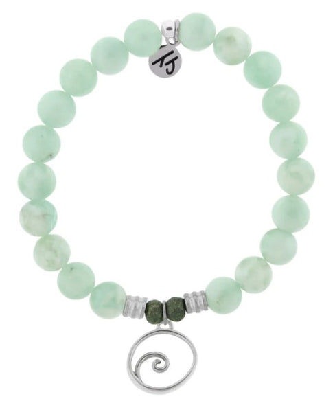 Stone Bracelet with Wave Sterling Silver Charm