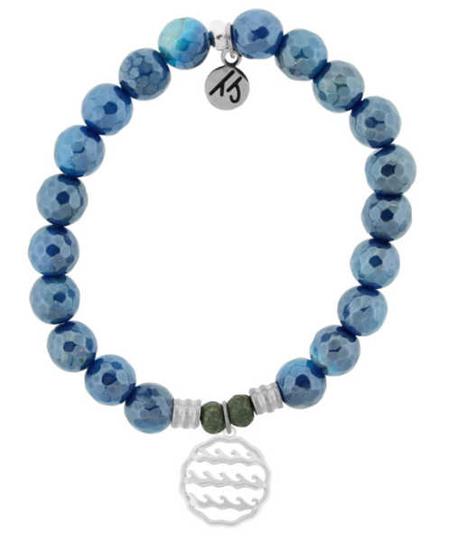 Stone Bracelet with Waves of Life Silver Charm
