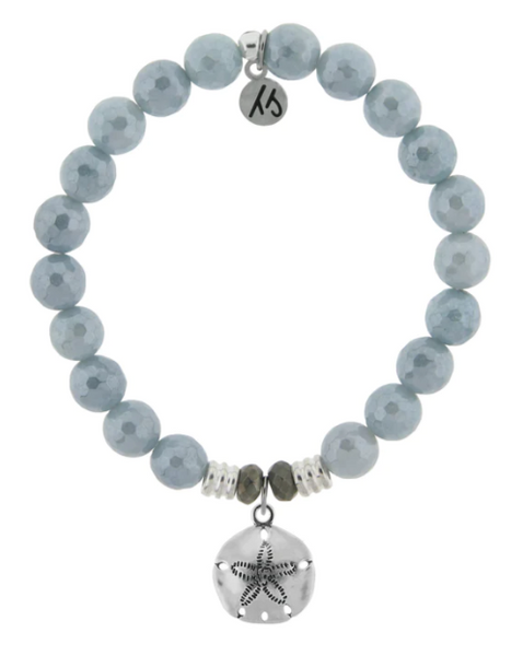 Stone Bracelet with Sand Dollar Sterling Silver Charm