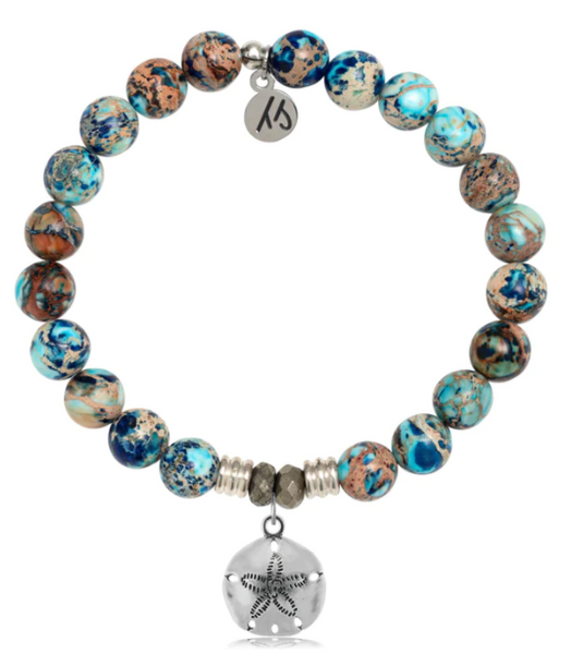 Stone Bracelet with Sand Dollar Sterling Silver Charm