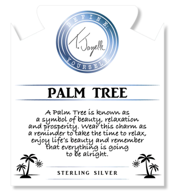 Stone Bracelet with Palm Tree Sterling Silver Charm