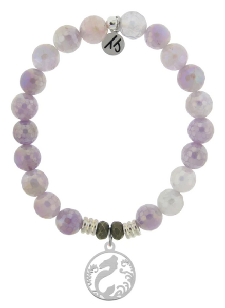 Stone Bracelet with Mermaid Sterling Silver Charm