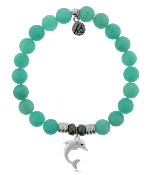 Stone Bracelet with Dolphin Sterling Silver Charm
