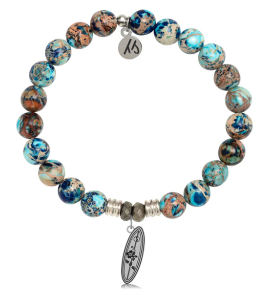 Stone Bracelet with Ride the Wave Sterling Silver Charm