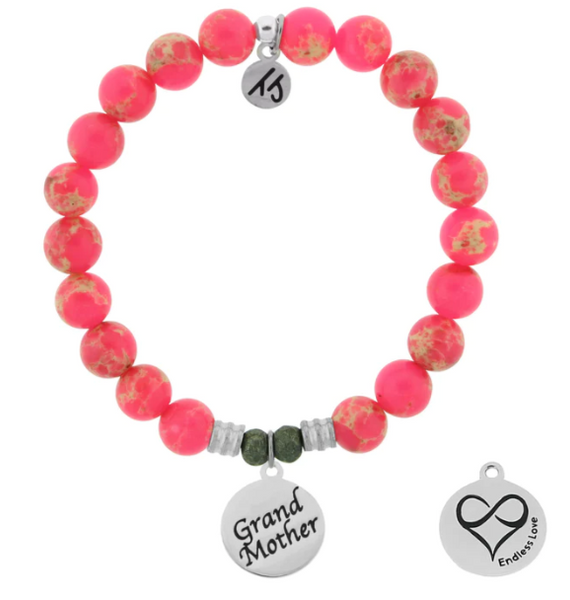 Endless Love Stone Bracelet with Grandmother Sterling Silver Charm