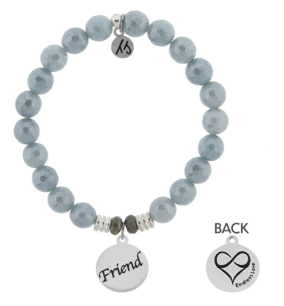 Endless Love Stone Bracelet with Friend Sterling Silver Charm