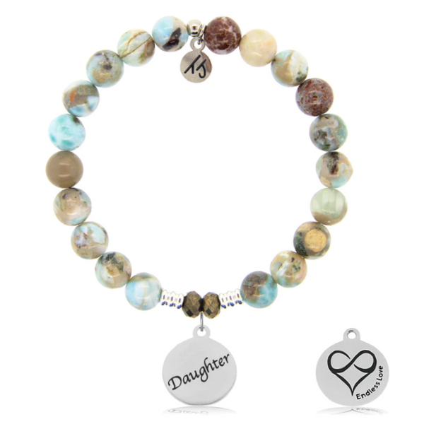 Endless Love Stone Bracelet with Daughter Sterling Silver Charm