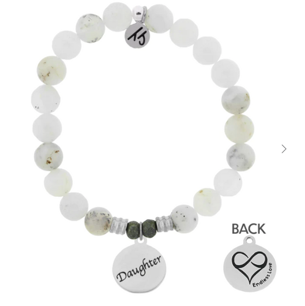 Endless Love Stone Bracelet with Daughter Sterling Silver Charm