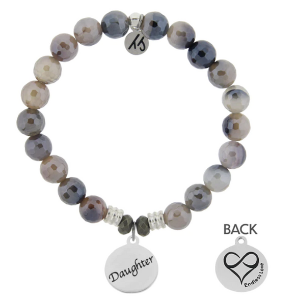 Endless Love Stone Bracelet with Daughter Sterling Silver Charm