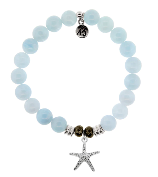 Stone Bracelet with Starfish Sterling Silver Charm