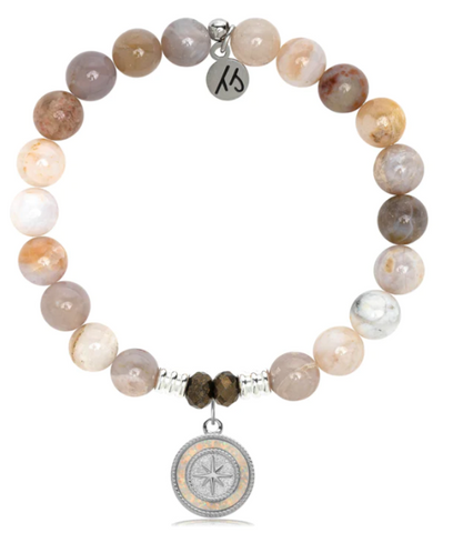 Stone Bracelet with North Star Sterling Silver Charm