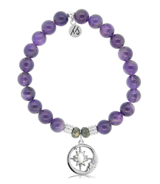 Stone Bracelet with Moonlight Sterling Silver Charm