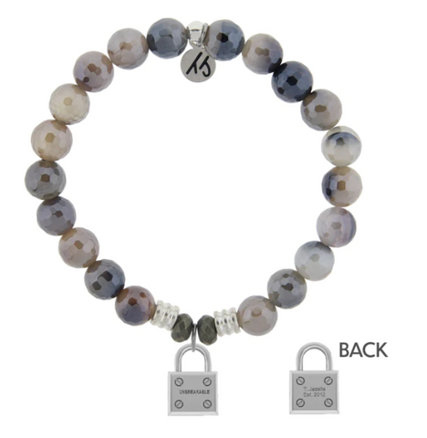 Stone Bracelet with Unbreakable Sterling Silver Charm