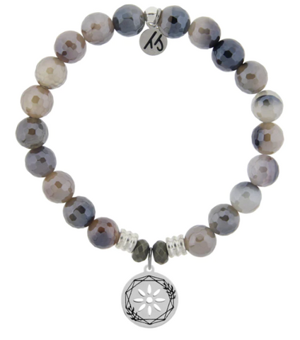 Stone Bracelet with Thank You Sterling Silver Charm