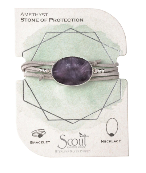 Suede/Stone Wrap Necklace/Bracelet