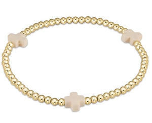 Signature Cross Gold Pattern 3mm Bead Bracelet