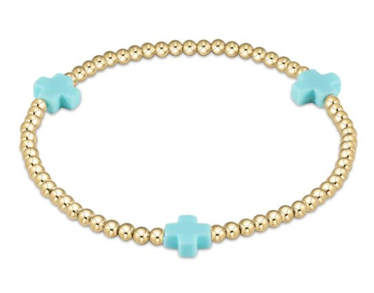 Signature Cross Gold Pattern 3mm Bead Bracelet