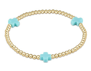 Signature Cross Gold Pattern 3mm Bead Bracelet