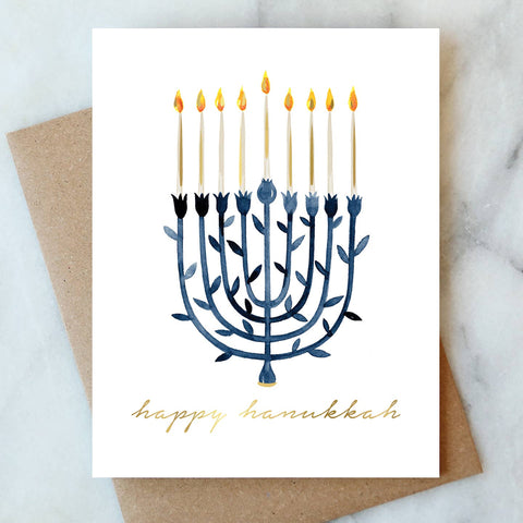 Bright Menorah Hanukkah Greeting Card
