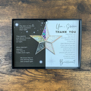 You + Shine: Thank You Handmade Stained Glass Star 7701