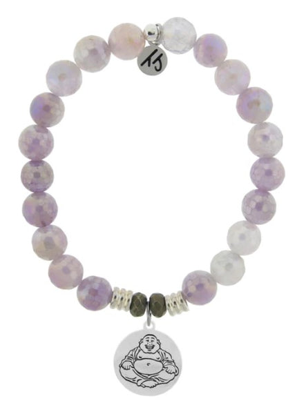 Stone Bracelet with Happy Buddha Sterling Silver Charm