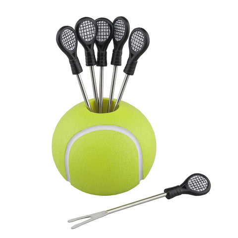 6-Piece Tennis Cocktail Pick with Holder