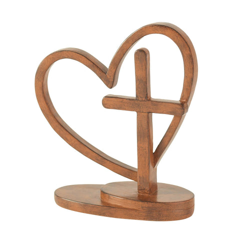 Tabletop Cross A Caring Heart Resin 6"